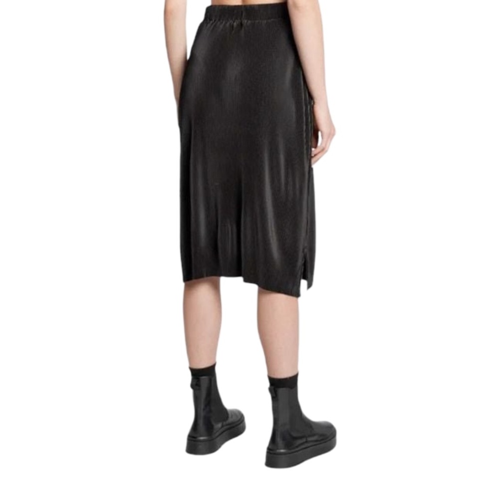 Black Plus Pleated Midi Skirt